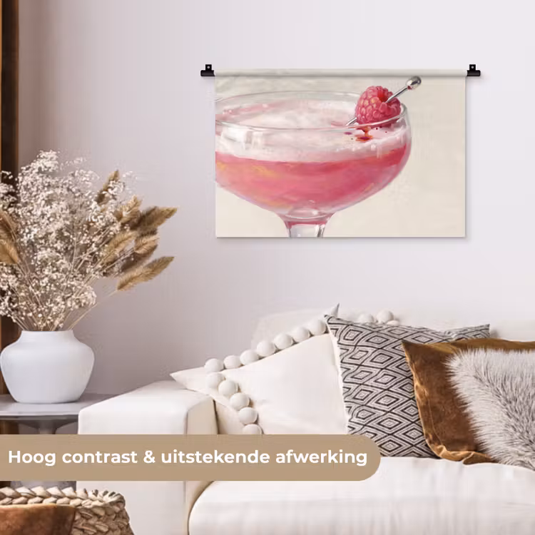 Cocktail - Framboos - Drank - Modern - Roze Wandkleed katoen klein -sfeer1