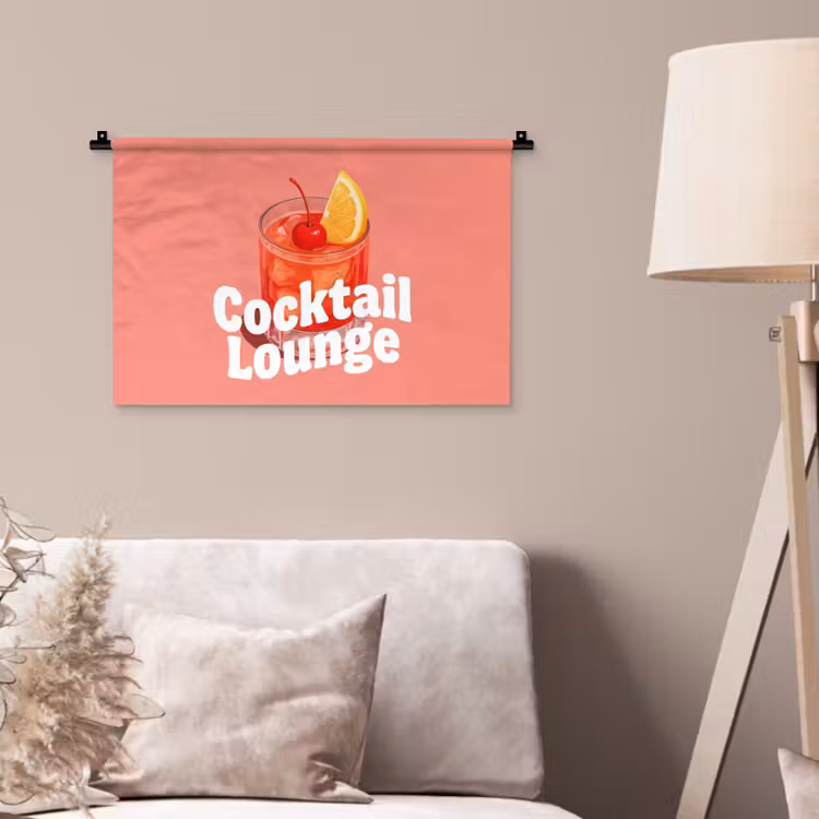 Cocktail Lounge - Glas - Koraal Wandkleed katoen klein -sfeer4