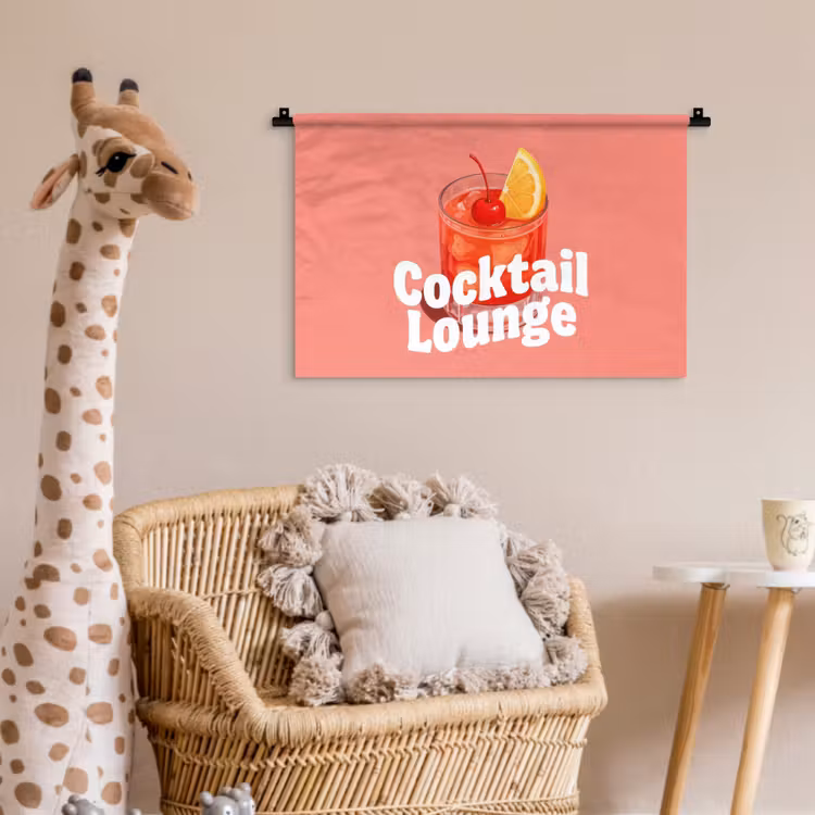 Cocktail Lounge - Glas - Koraal Wandkleed katoen klein -wsfeer5_kind