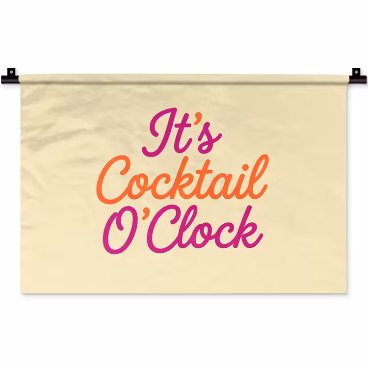 Cocktail O'Clock - Geel - Retro Wandkleed katoen klein -zz3d
