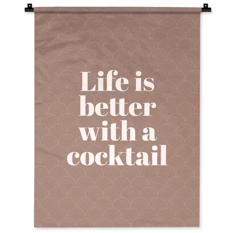 Cocktail - Tekst - Patroon - Wit Wandkleed katoen klein -zz3d