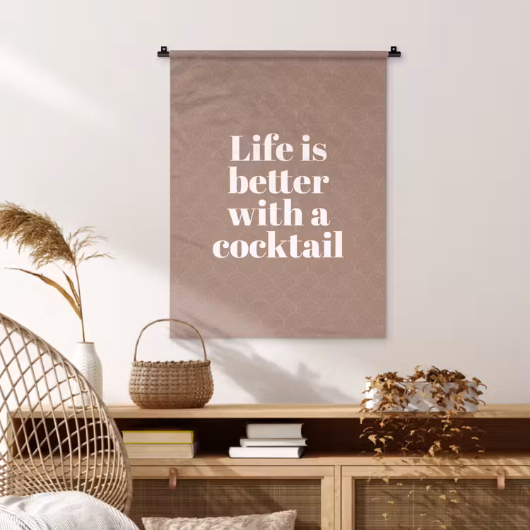 Cocktail - Tekst - Patroon - Wit Wandkleed katoen klein -sfeer5