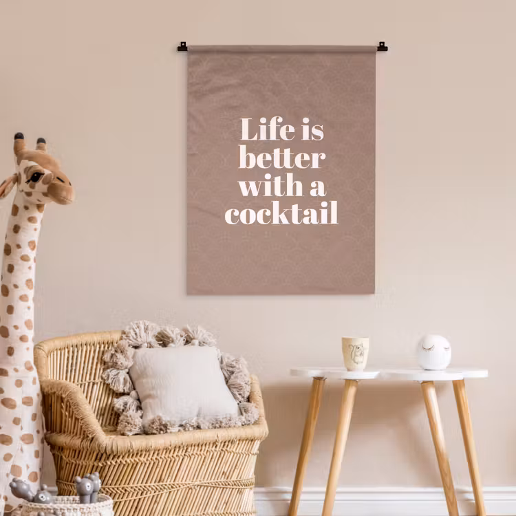 Cocktail - Tekst - Patroon - Wit Wandkleed katoen klein -wsfeer5_kind
