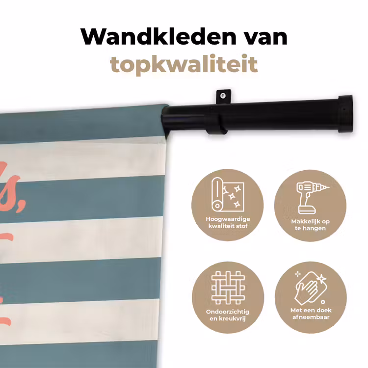Cocktails - Strepen - Blauw - Koraal Wandkleed katoen klein -sfeer2
