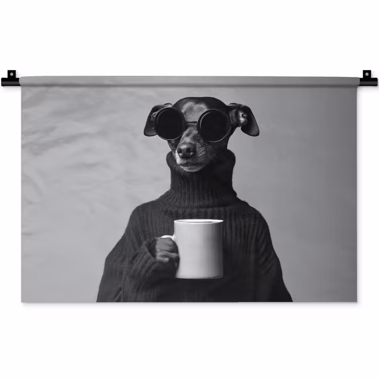Coltrui - Hond - Bril - Mok Wandkleed katoen klein -zz3d