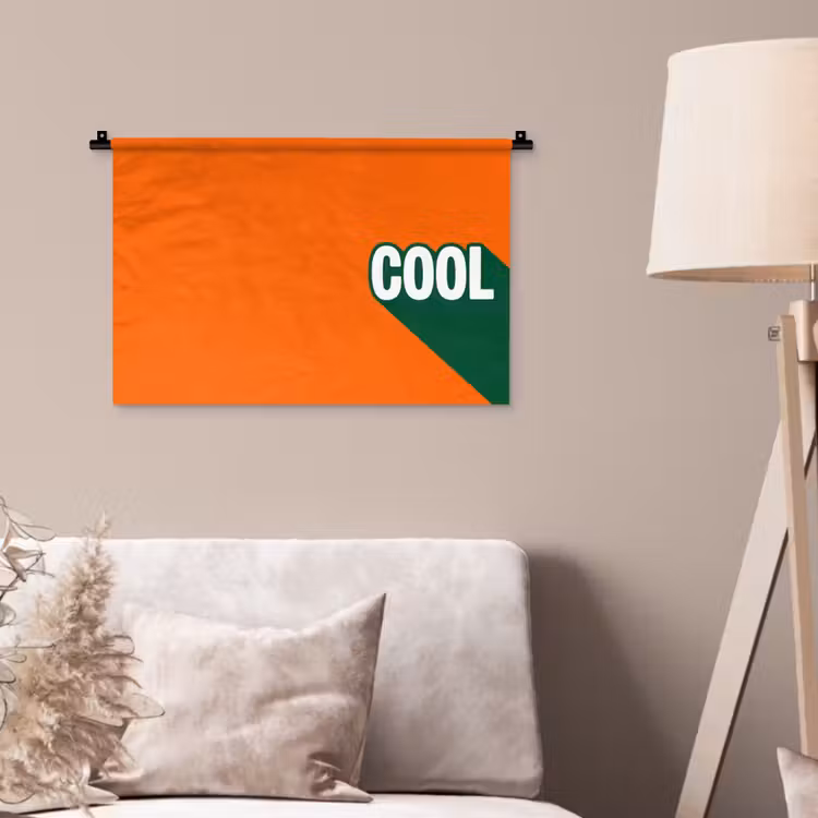 Cool - Oranje - Groen Wandkleed katoen klein -sfeer4