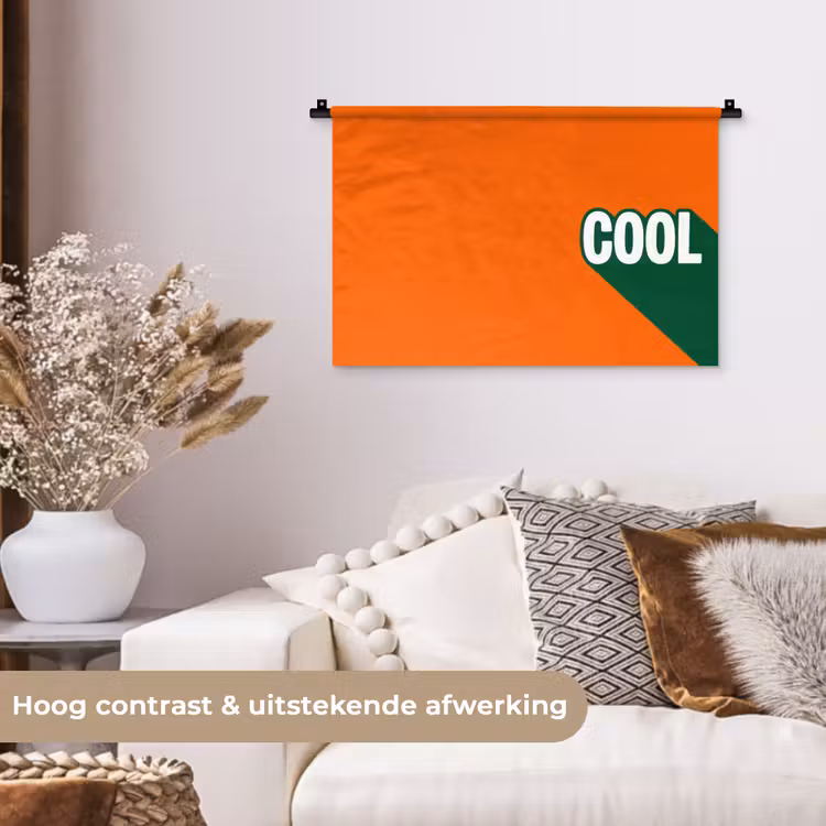 Cool - Oranje - Groen Wandkleed katoen klein -sfeer1