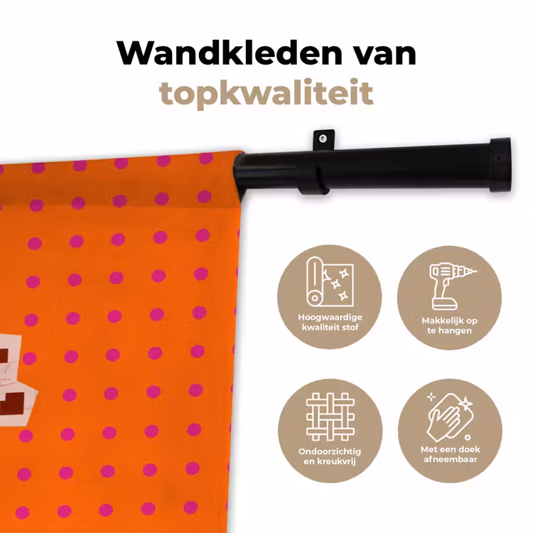 Cool - Stippen - Oranje Wandkleed katoen klein -sfeer2