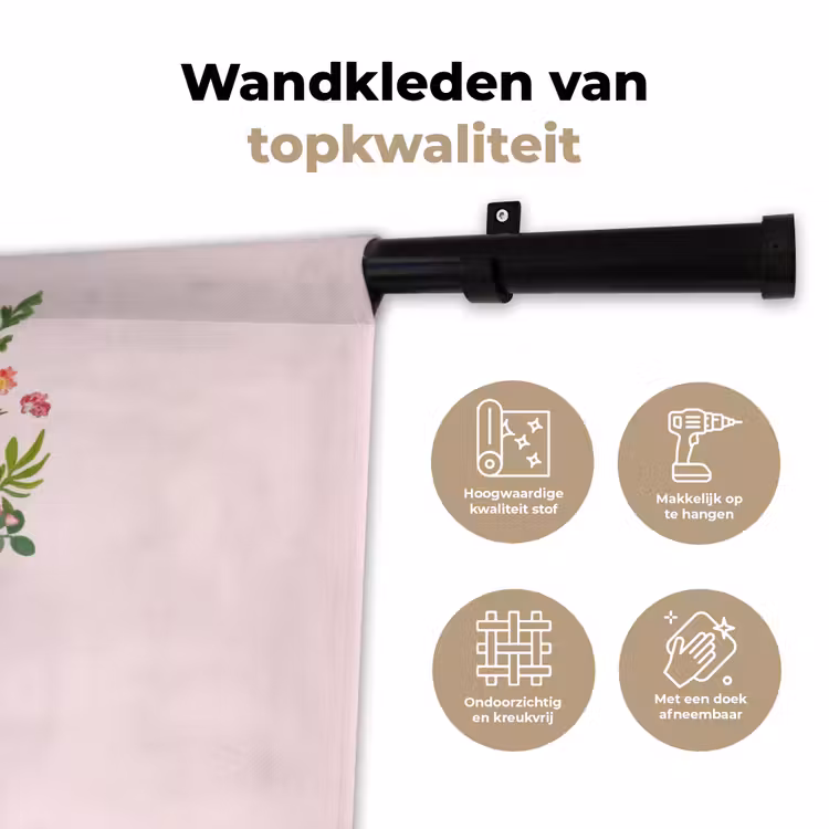Cowboylaarzen - Roze - Boeket - Bloemen Wandkleed katoen klein -sfeer2