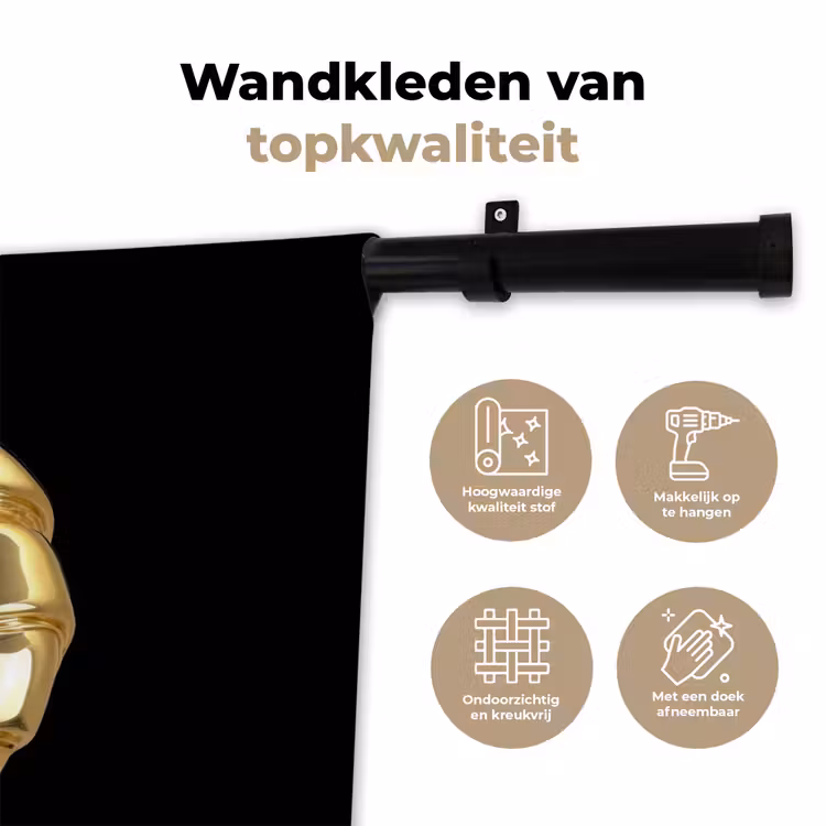 Croissant - Brood - Goud - Zwart Wandkleed katoen klein -sfeer2