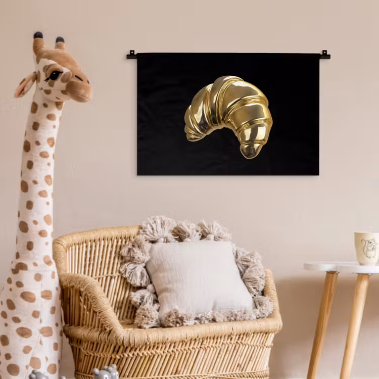Croissant - Brood - Goud - Zwart Wandkleed katoen klein -wsfeer5_kind