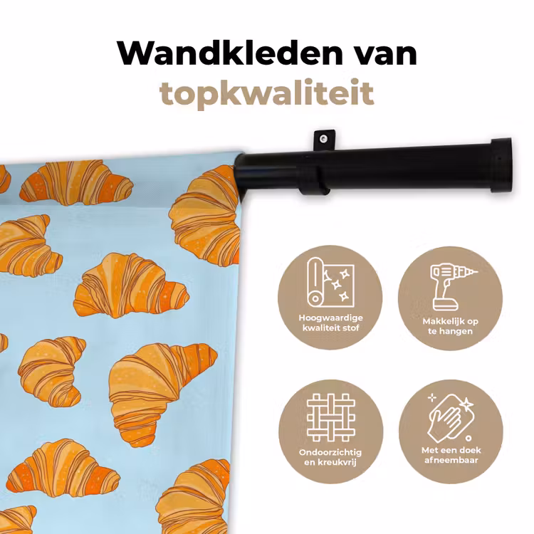 Croissant - Speels - Blauw Wandkleed katoen klein 269 -sfeer2