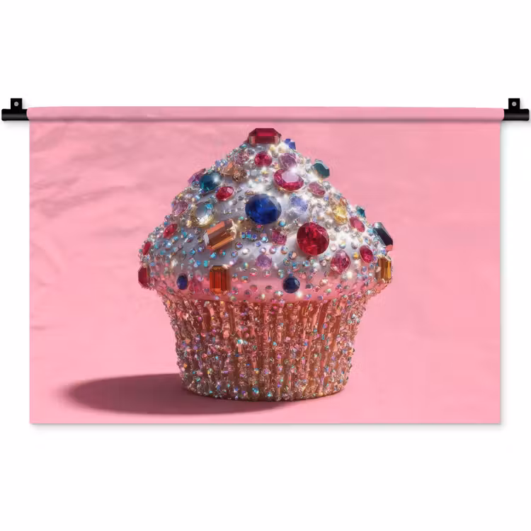 Cupcake - Kleurrijk - Edelstenen Wandkleed katoen klein -zz3d