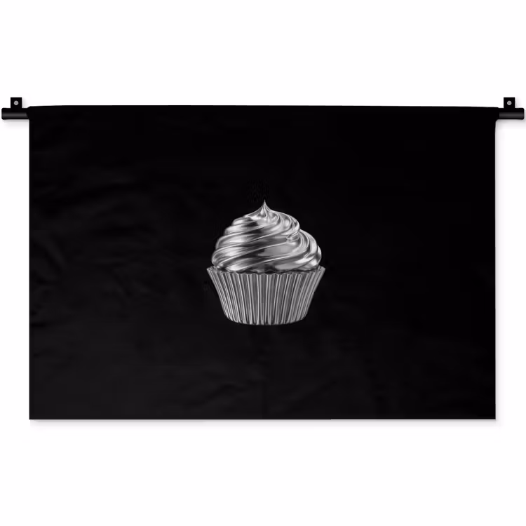 Cupcake - Luxueus - Zilver Wandkleed katoen klein -zz3d