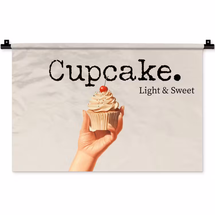 Cupcake - Zoet - Kers Wandkleed katoen klein -zz3d