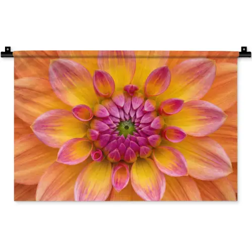 Dahlia - Bloem - Oranje Wandkleed katoen klein -zz3d