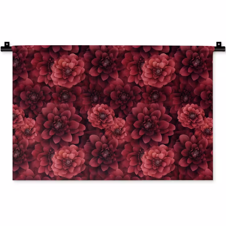 Dahlias - Bloemen - Rood Wandkleed katoen klein 269 -zz3d