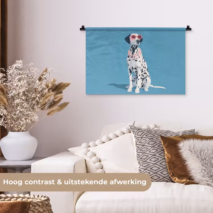Dalmatiër - Zonnebril - Blauw Wandkleed katoen klein -sfeer1