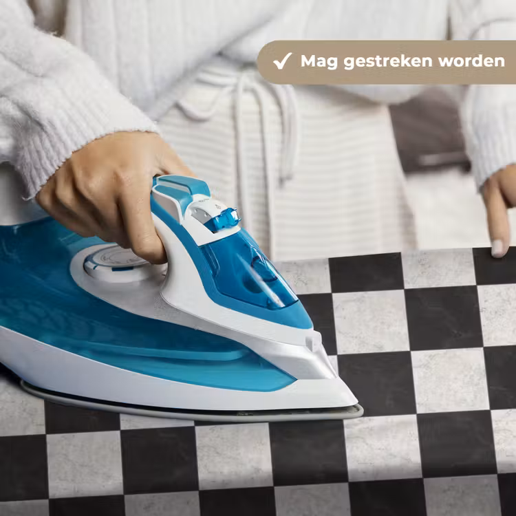 Dambord - Marmer - Zwart - Wit Wandkleed katoen klein 269 -sfeer9