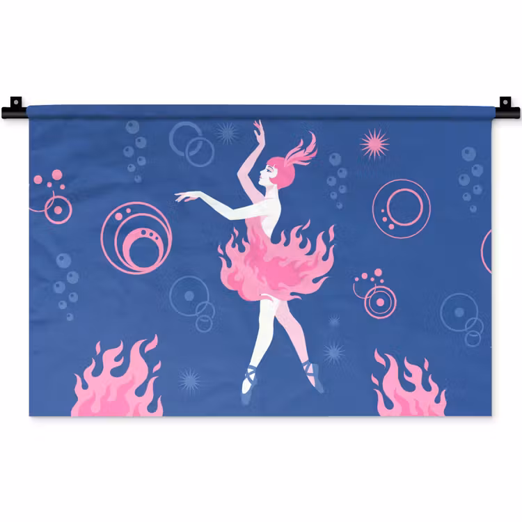 Danseres - Vlammenrok - Abstract - Roze - Blauw Wandkleed katoen klein -zz3d