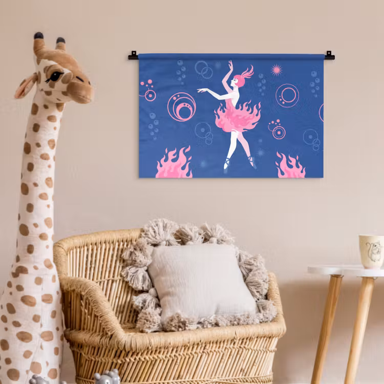 Danseres - Vlammenrok - Abstract - Roze - Blauw Wandkleed katoen klein -wsfeer5_kind