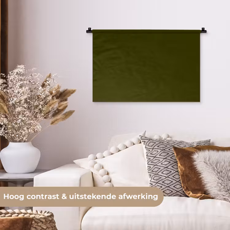 Dark - Olive - Groen Wandkleed katoen klein 269 -sfeer1