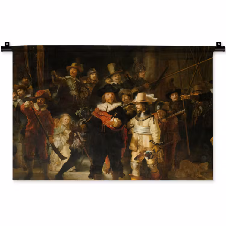 De Nachtwacht - Schilderij van Rembrandt van Rijn Wandkleed katoen klein -zz3d