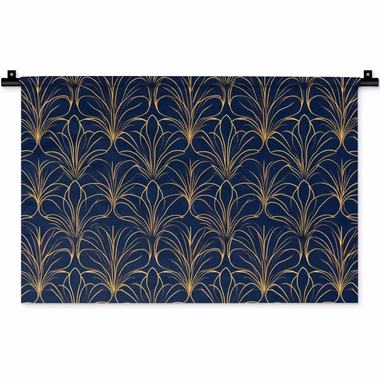 Deco - Waaier - Blauw Wandkleed katoen klein 269 -zz3d