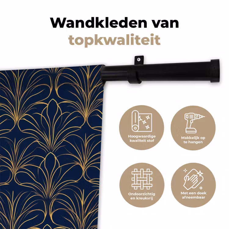 Deco - Waaier - Blauw Wandkleed katoen klein 269 -sfeer2