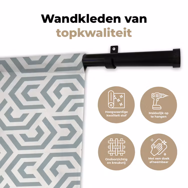 Design - Lijn - Patroon - Groen Wandkleed katoen klein 269 -sfeer2