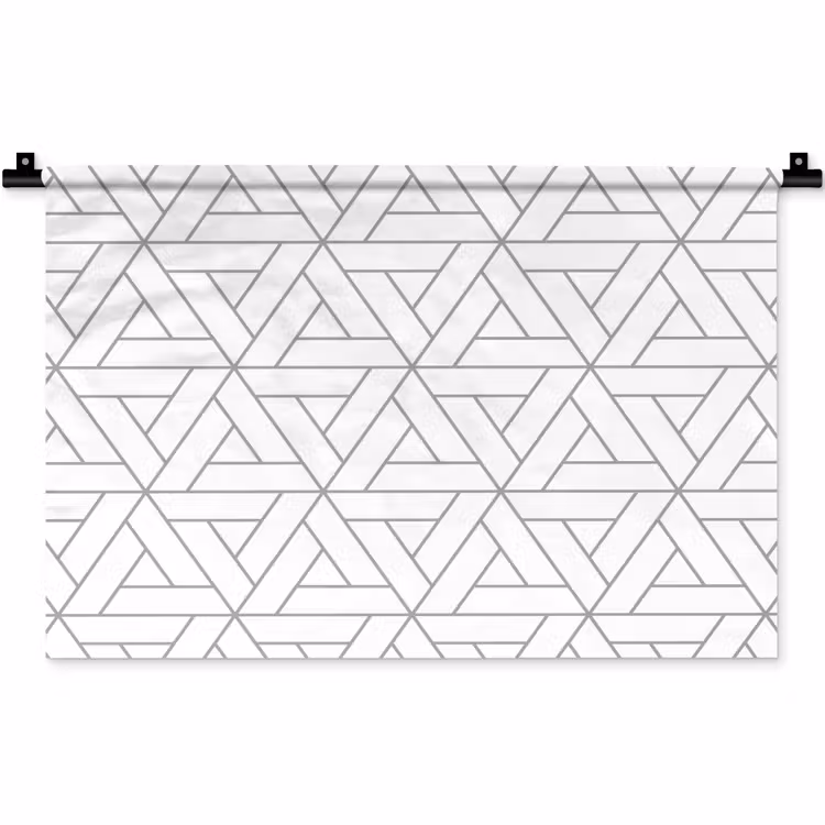 Design - Lijn - Patroon - Zwart - Wit Wandkleed katoen klein 269 -zz3d