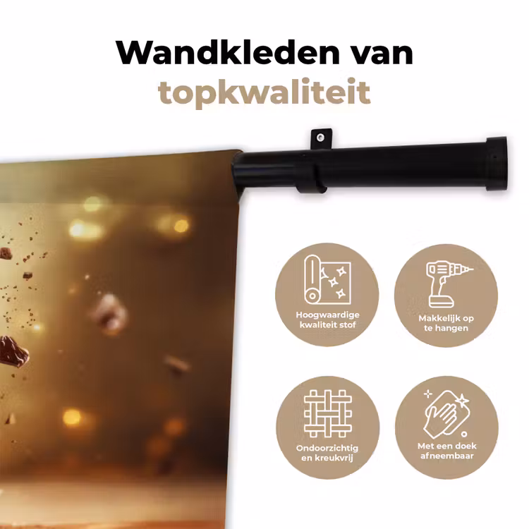 Dessert - Chocolade - Zoet - Eten Wandkleed katoen klein -sfeer2
