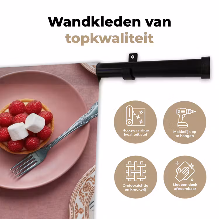 Dessert - Taart - Gebak - Zoet - Roze Wandkleed katoen klein -sfeer2