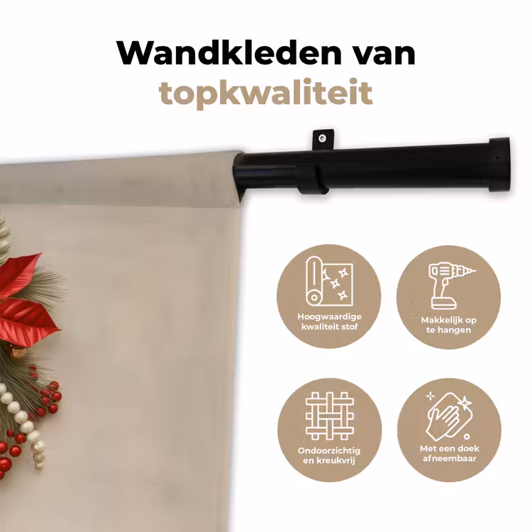 Deurkrans - Strik - Kerst - Rood - Groen Wandkleed katoen klein -sfeer2