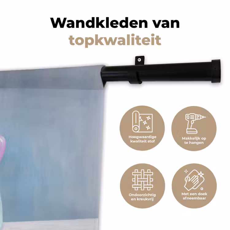 Dier - Ballon - Pasteltinten - Glanzend Wandkleed katoen klein -sfeer2