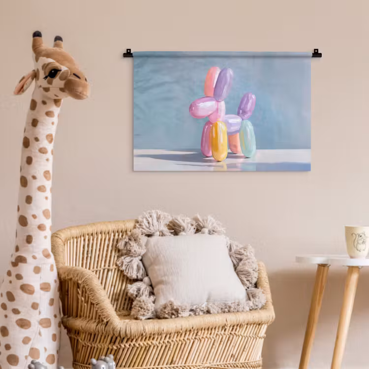 Dier - Ballon - Pasteltinten - Glanzend Wandkleed katoen klein -wsfeer5_kind
