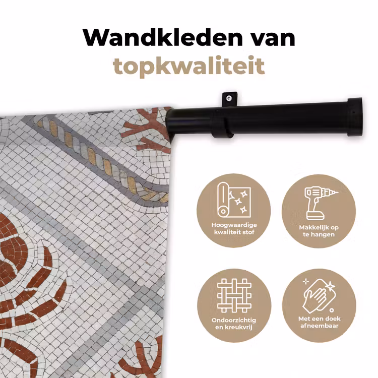Dier - Mozaïek - Zee - Klassiek - Bruin Wandkleed katoen klein -sfeer2