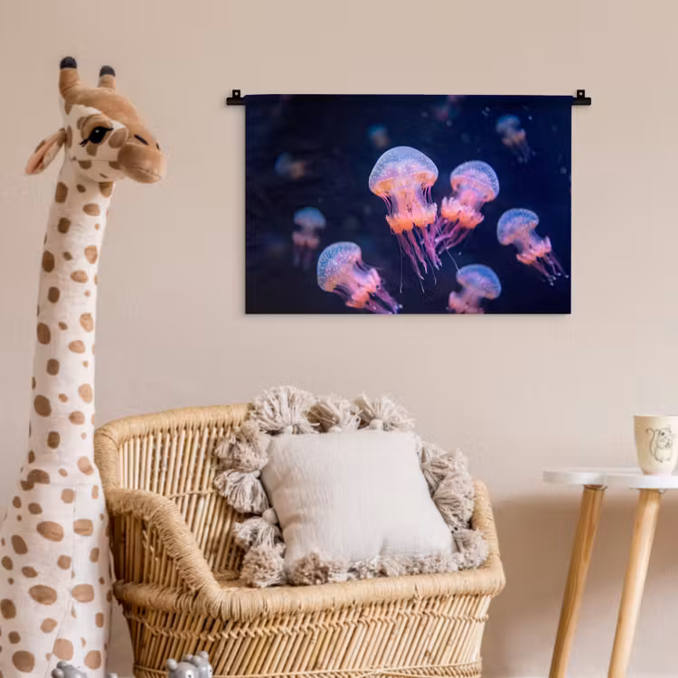 Dier - Onderwater - Natuur - Roze - Mysterieus Wandkleed katoen klein -wsfeer5_kind