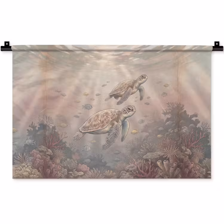 Dier - Onderwater - Oceaan - Illustratie - Zeeleven Wandkleed katoen klein -zz3d