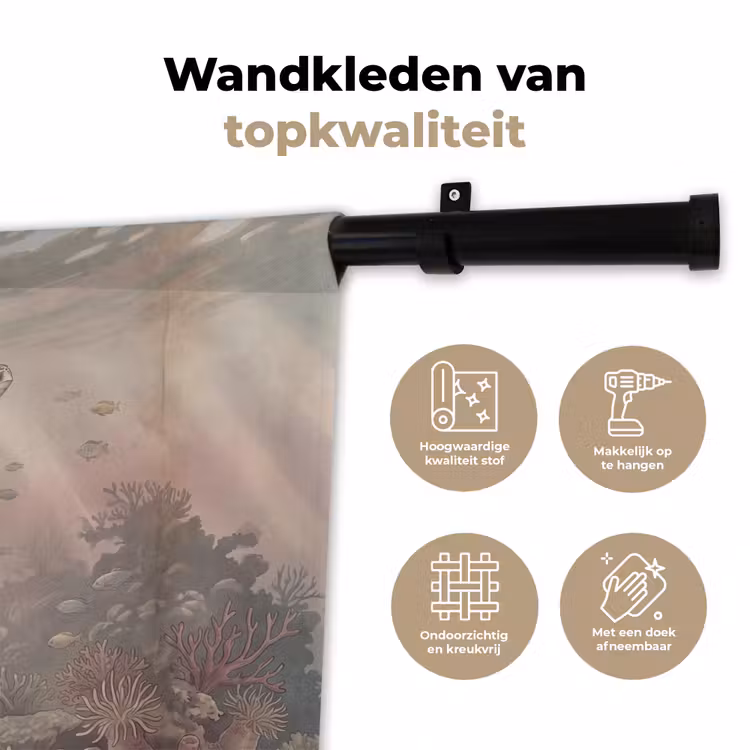 Dier - Onderwater - Oceaan - Illustratie - Zeeleven Wandkleed katoen klein -sfeer2