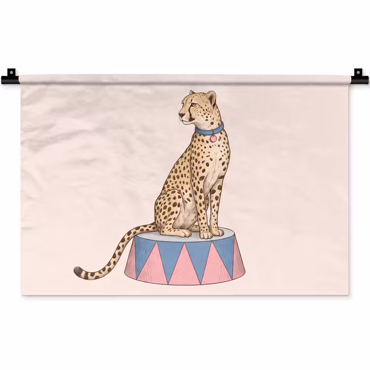 Dieren - Circus - Illustratie - Vintage - Roze Wandkleed katoen klein -zz3d