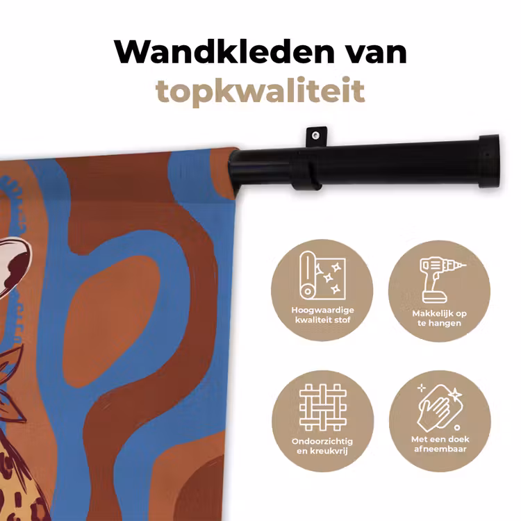 Dieren - Cowboyhoed - Modern - Illustratie - Bruin Wandkleed katoen klein -sfeer2