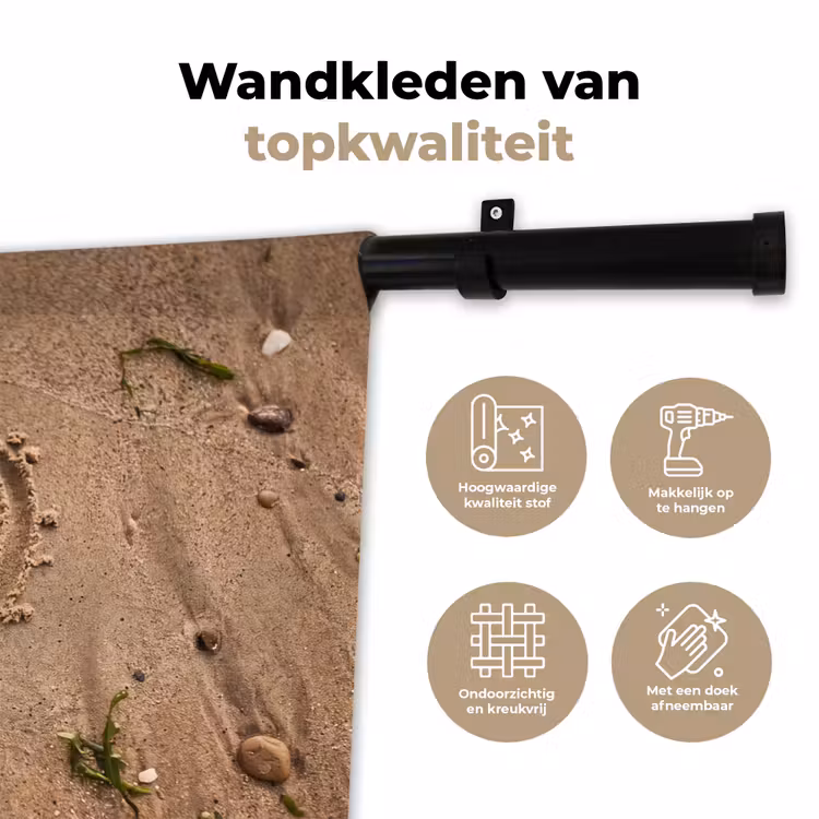 Dieren - Hart - Strand - Zand - Roze Wandkleed katoen klein -sfeer2