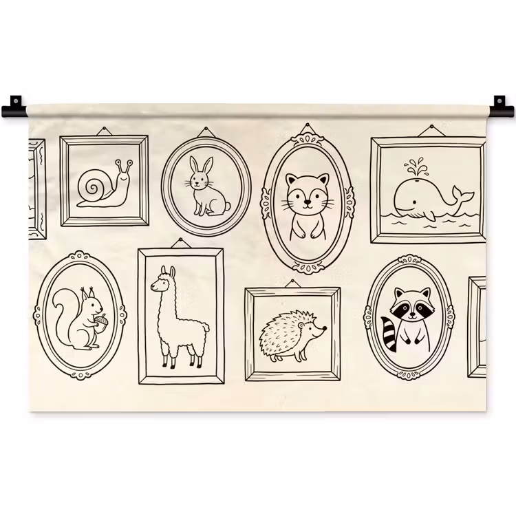 Dieren - Illustratie - Lijsten - Galerij - Speels Wandkleed katoen klein -zz3d