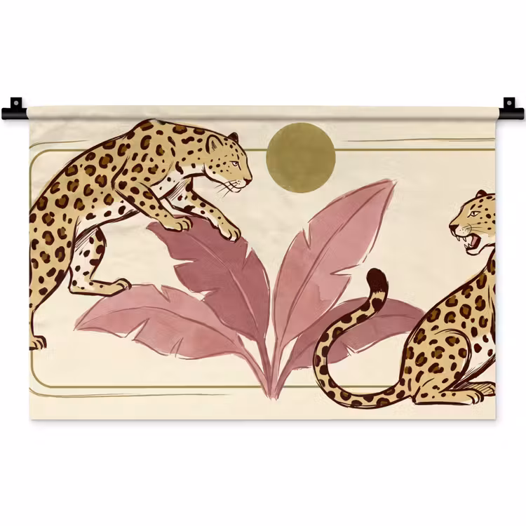 Dieren - Kat - Jungle - Illustratie - Beige Wandkleed katoen klein -zz3d