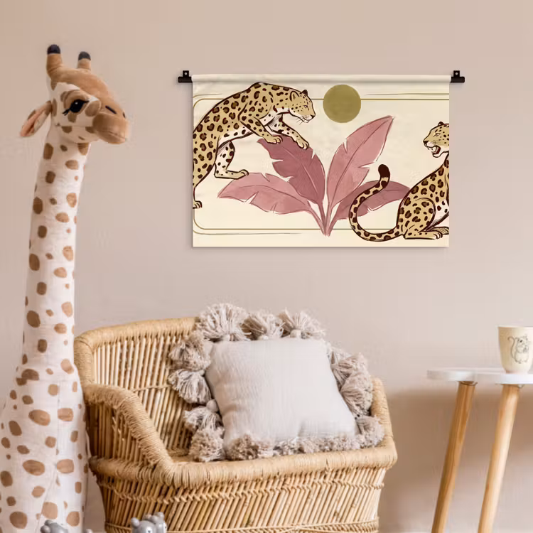 Dieren - Kat - Jungle - Illustratie - Beige Wandkleed katoen klein -wsfeer5_kind