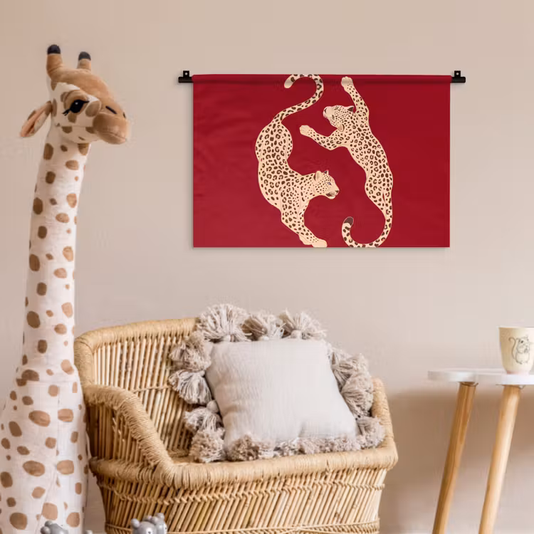 Dieren - Luipaard - Abstract - Rood - Modern Wandkleed katoen klein -wsfeer5_kind