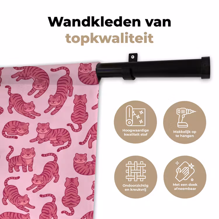 Dieren - Patroon - Roze - Speels - Cartoon Wandkleed katoen klein -sfeer2