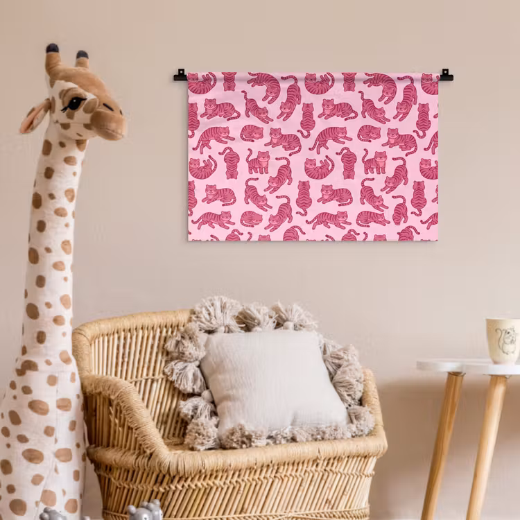 Dieren - Patroon - Roze - Speels - Cartoon Wandkleed katoen klein -wsfeer5_kind
