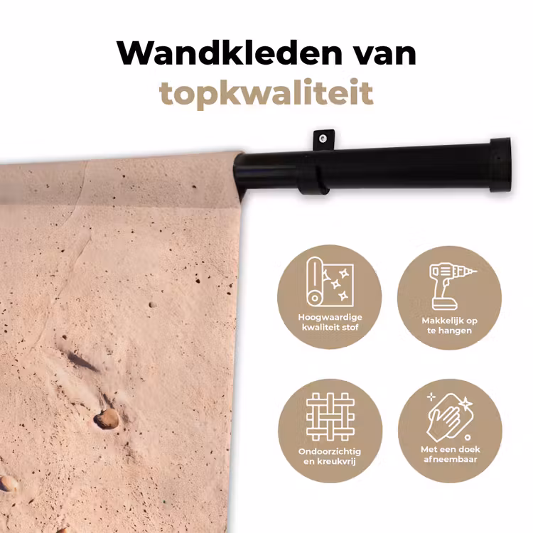 Dieren - Strand - Zee - Natuur - Rood Wandkleed katoen klein -sfeer2